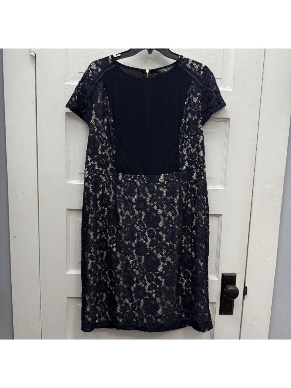 Dorothy Perkins Navy Lace Sheath Dress Women’s US 16 UK 20 Short Sleeve Midi